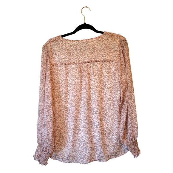 1. STATE Pink and White Leopard Print Blouse - Picture 2 of 5